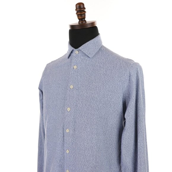 Taylor Stitch Flannel Shirt Men's 40 Blue Organic Cotton Long Sleeve Button - Picture 4 of 10